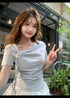 MATINEE Asymmetrical Neckline Top With Chokers